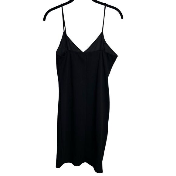 Chocolate Black V Neck Pleated Mini Dress Black Size Large - Picture 3 of 3